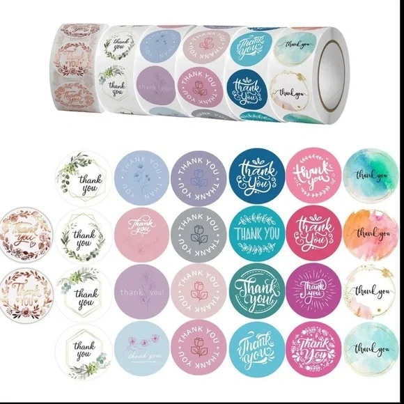 Thank You Stickers Roll 500 COUNT ROLL - RANDOM ROLL - Picture 3 of 11